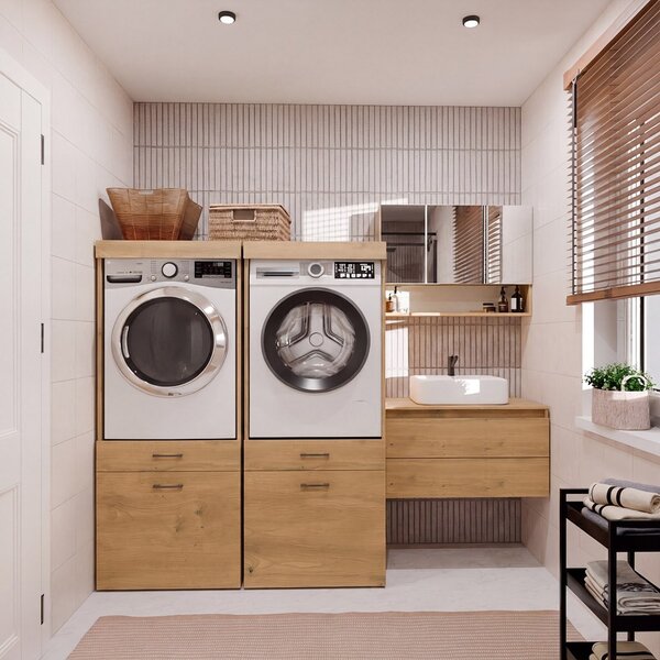 TP Living Koupelnová skříňka na pračku POLA 2S 64 cm dub Artisan