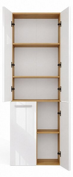 TP Living Koupelnová skříňka s košem na prádlo NEL 1K DD lesklá bílá/dub Artisan