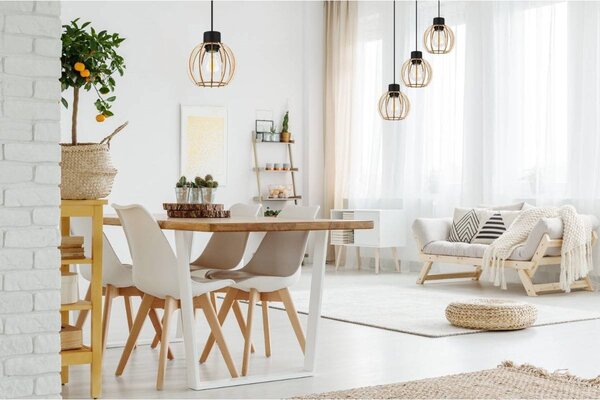 Závěsné svítidlo Timber 8, 3x dřevěné stínítko