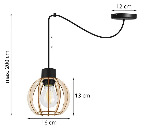 Závěsné svítidlo Timber Spider 8, 1x dřevěné stínítko