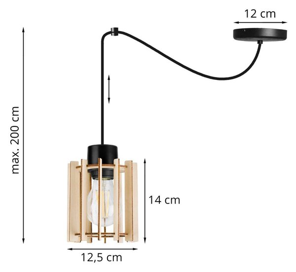 Závěsné svítidlo Timber Spider 7, 1x dřevěné stínítko