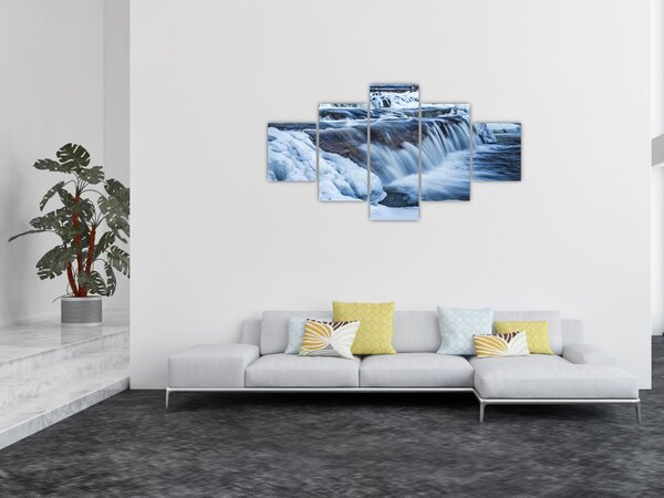 Obraz řeky v zimě (125x70 cm)