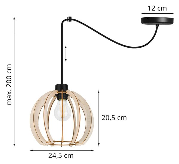 Závěsné svítidlo Timber Spider 9, 1x dřevěné stínítko
