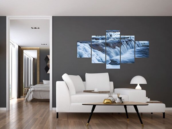 Obraz řeky v zimě (125x70 cm)