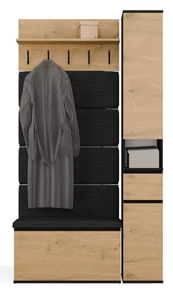 TP Living Předsíňová stěna se skříní Lior 110 cm černá/dub Artisan