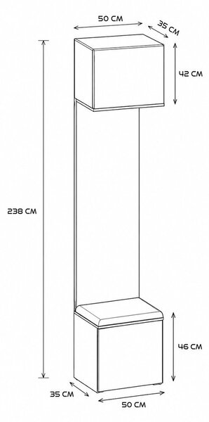 TP Living Předsíňová stěna se zrcadlem Haga 1L 50 cm kašmír
