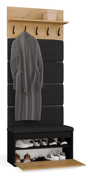 TP Living Předsíňová stěna Lior 80 cm černá/dub Artisan II