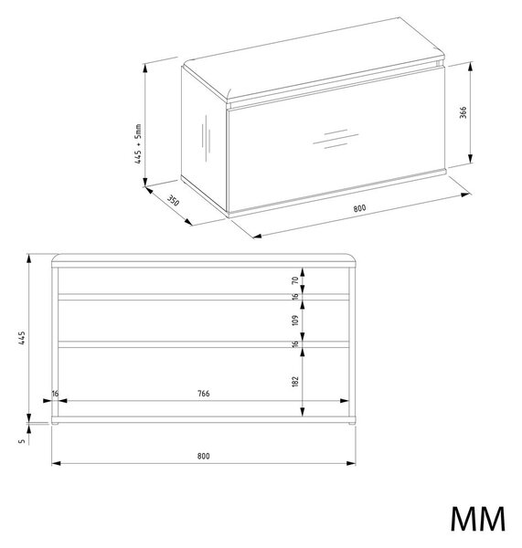 TP Living Předsíňová stěna se skříní Lior 110 cm černá/dub Artisan