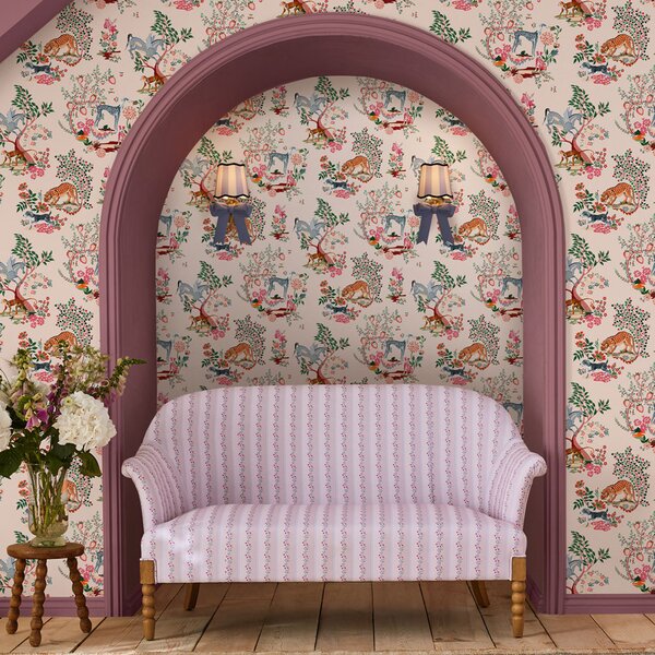Vliesová tapeta na zeď, růžová, rostliny, zvířata, 125528, Cath Kidstone