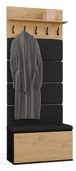 TP Living Předsíňová stěna Lior 80 cm černá/dub Artisan II