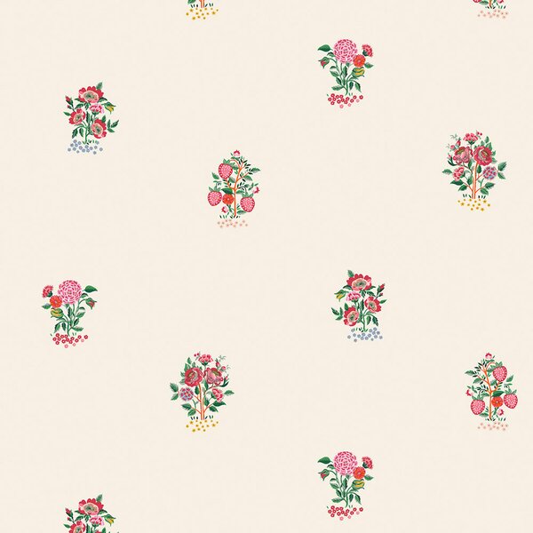 Vliesová tapeta na zeď, krémovo-růžová, květiny, jahody, 125530, Cath Kidstone