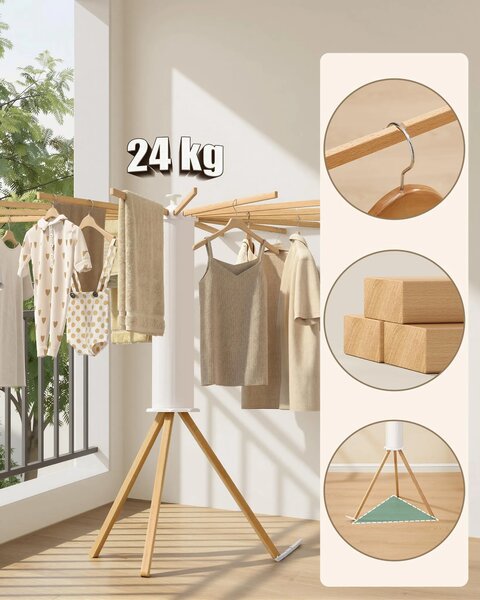SONGMICS Otočný sušák na prádlo Liony 112 cm bílý/hnědý