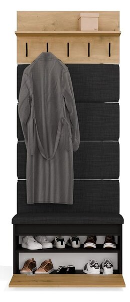 TP Living Předsíňová stěna Lior 80 cm černá/dub Artisan II