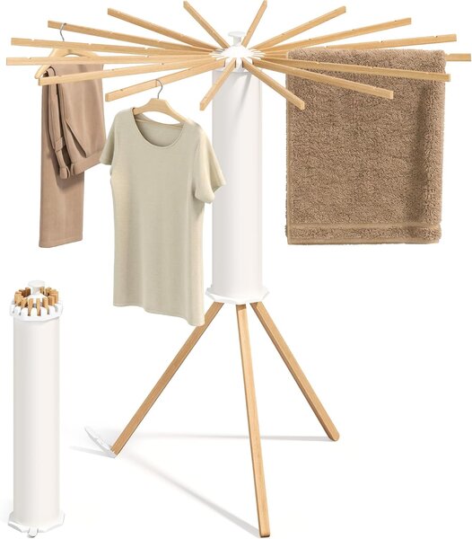 SONGMICS Otočný sušák na prádlo Liony 112 cm bílý/hnědý