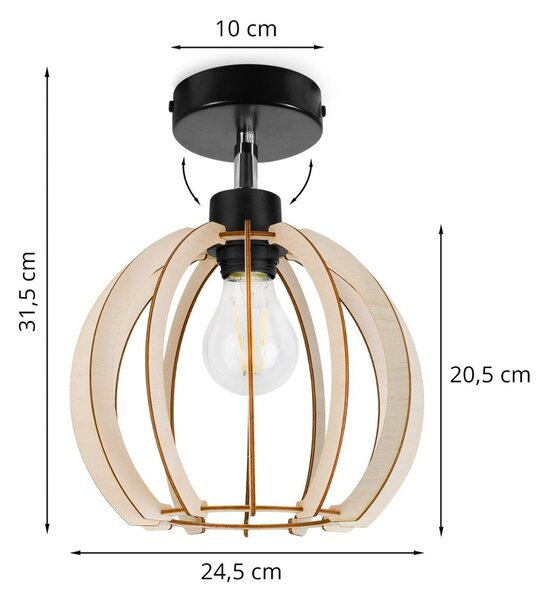 Bodové svítidlo Timber 9, 1x dřevěné stínítko, kp