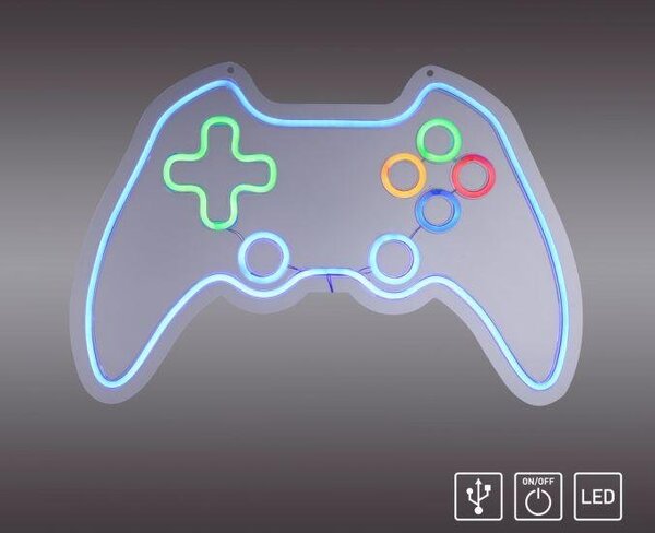 LD 85022-70 NEON-GAMER LED nástěnné svítidlo vícebarevné motiv gamepad ovladače USB dekorace - LEUCHTEN DIREKT / JUST LIGHT