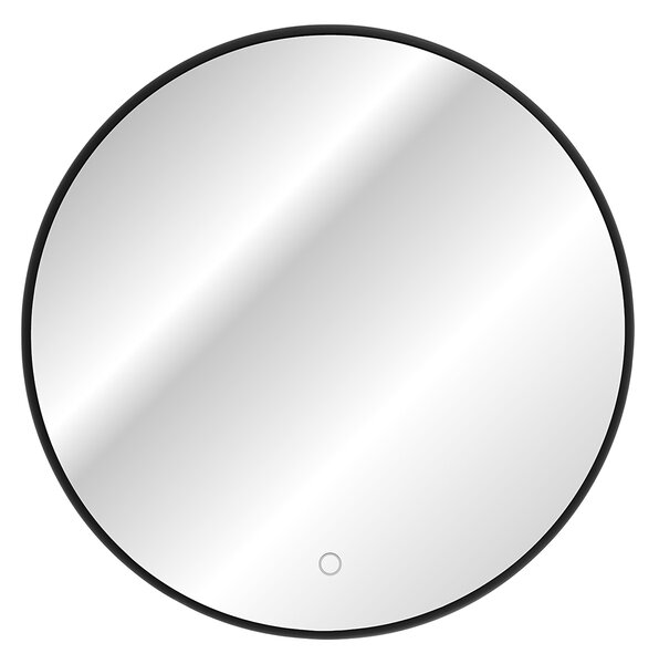 Comad Závěsné zrcadlo s LED osvětlením Luna ⌀60 cm, černá