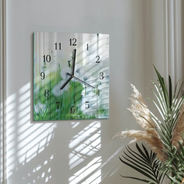 Skleněné hodiny na stěnu Louka zskc-30x30-00176910