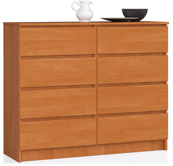 Ak furniture Komoda Kuba 120 cm 8 šuplíků olše
