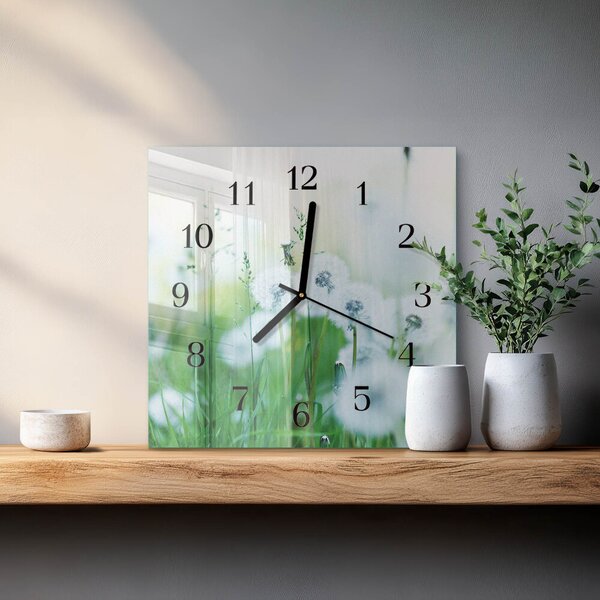 Skleněné hodiny na stěnu Louka zskc-30x30-00176910