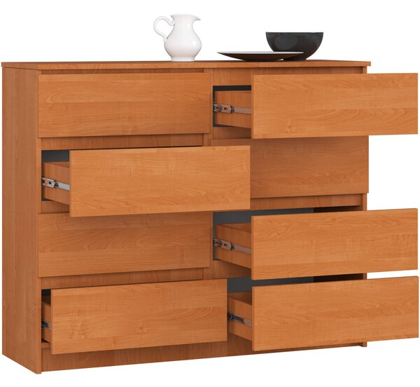 Ak furniture Komoda Kuba 120 cm 8 šuplíků olše