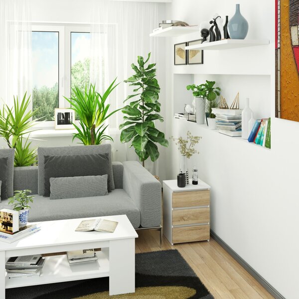 Ak furniture Komoda CL3 40 cm bílá/dub sonoma