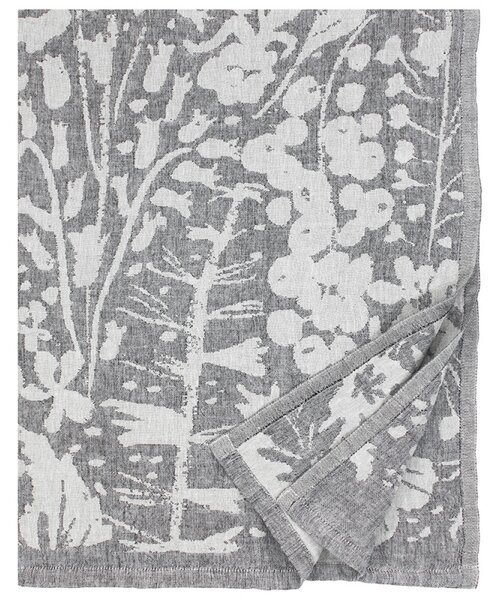 Lněný ručník Villiyrtit, len-černý, Rozměry 48x70 cm