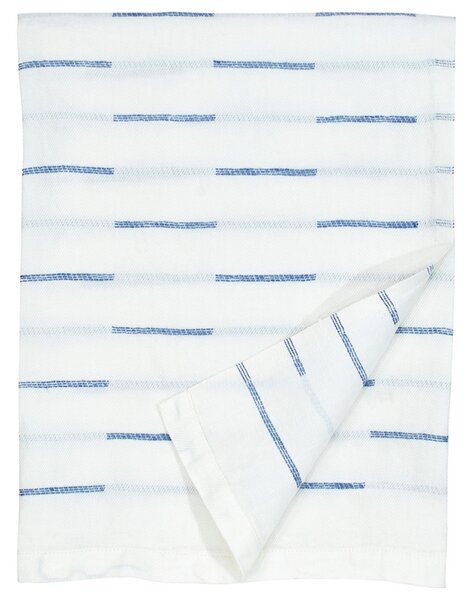 Lněný ručník Paussi, bílo-modrý rain, Rozměry 95x180 cm