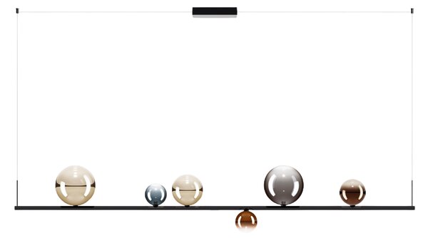 Závěsné lineární LED svítidlo RANDOM STICK, XL, d.180cm Teplota světla: 2700, Barva stínidla: Transparentní, Barva baldachýnu: Černá