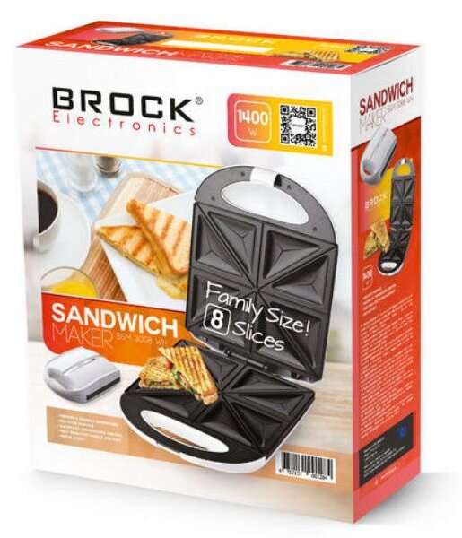 Velký toustovač na 8 trojúhelníkových toastů Brock, 1400W, bílý