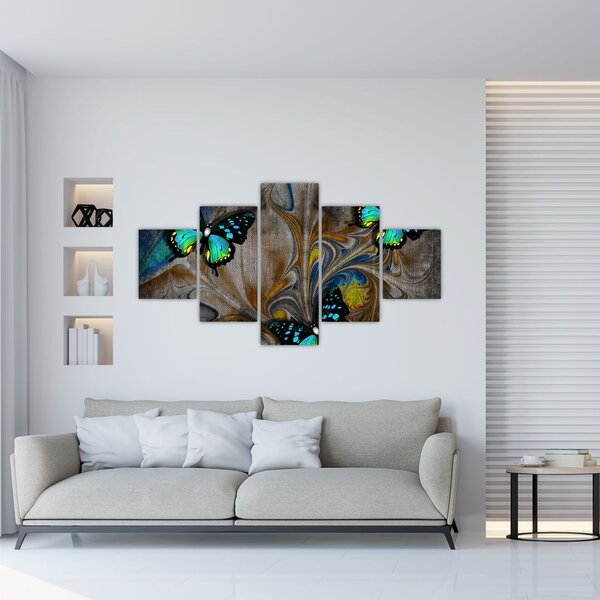 Obraz - Zářiví motýli na obraze (125x70 cm)