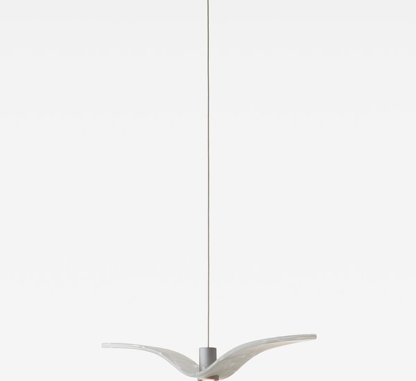 Designové závěsné svítidlo Brokis Night Birds Mini PC1385 Povrch Montury: Stříbrný elox, Barva skla: Šedá kouřová - masiv, Baldachýn: Kov - černý matovaný komaxit se strukturou
