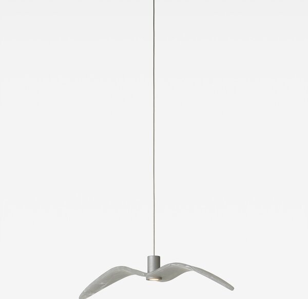 Designové závěsné svítidlo Brokis Night Birds Mini PC1386 Povrch Montury: Stříbrný elox, Barva skla: Šedá kouřová - masiv, Baldachýn: Kov - černý matovaný komaxit se strukturou