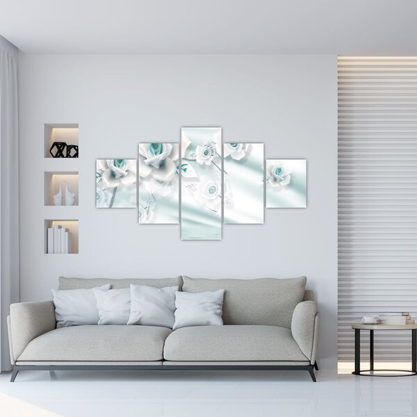 Obraz - Tyrkysové květy růží (125x70 cm)
