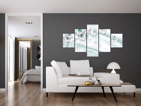Obraz - Tyrkysové květy růží (125x70 cm)