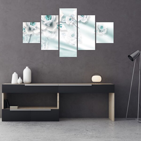 Obraz - Tyrkysové květy růží (125x70 cm)