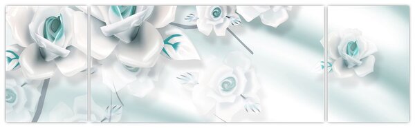Obraz - Tyrkysové květy růží (170x50 cm)
