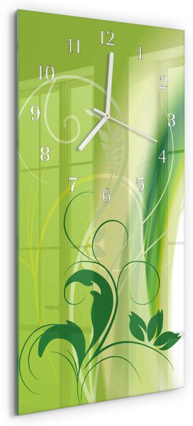Skleněné hodiny vertikální Květinový vzor zsppb-30x60-00057680