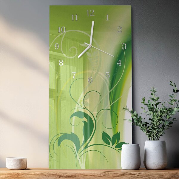 Skleněné hodiny vertikální Květinový vzor zsppb-30x60-00057680