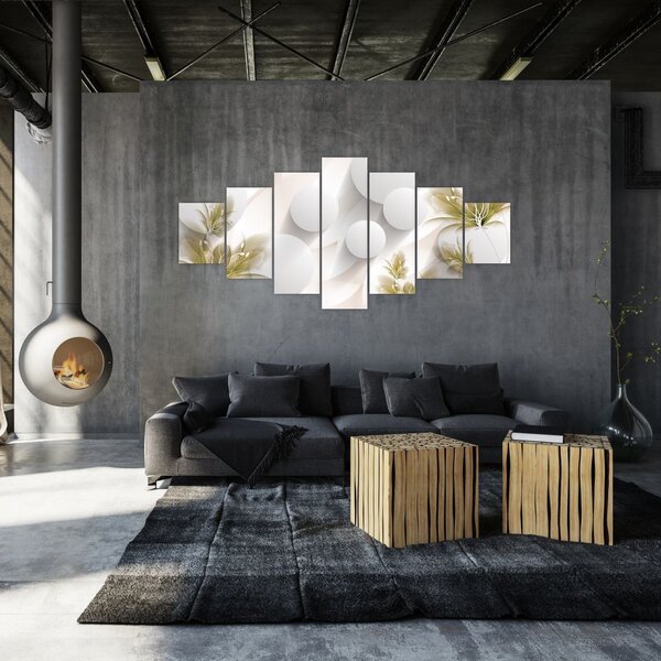 Obraz - 3D kruhy s květinami (210x100 cm)