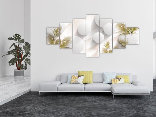 Obraz - 3D kruhy s květinami (210x100 cm)