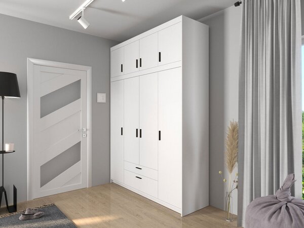 Šatní skříň se zásuvkami Melen 4D + nástavcem, Barva: dub lefkas 5903211436499