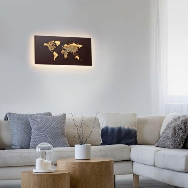 PN 9056-48 MAP LED nástěnné svítidlo barva rzi obraz s osvětlením mapa světa 3000K - PAUL NEUHAUS
