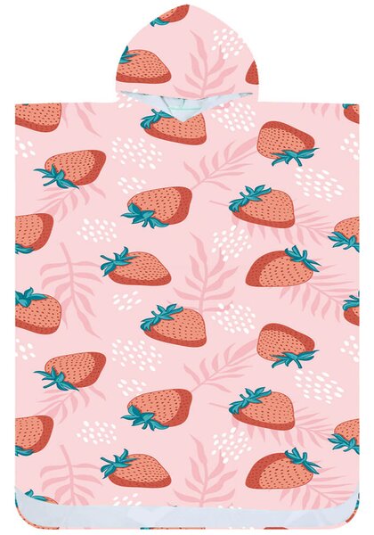Plážové pončo STRAWBERRIES růžové 80x145 cm