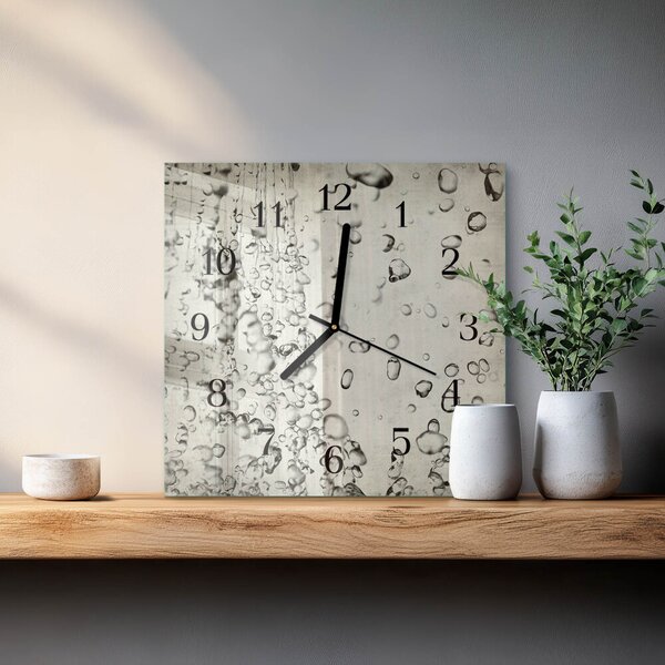 Skleněné hodiny na stěnu Kapky zskc-30x30-00178731