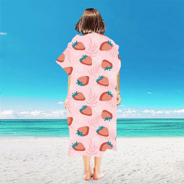 Plážové pončo STRAWBERRIES růžové 80x145 cm