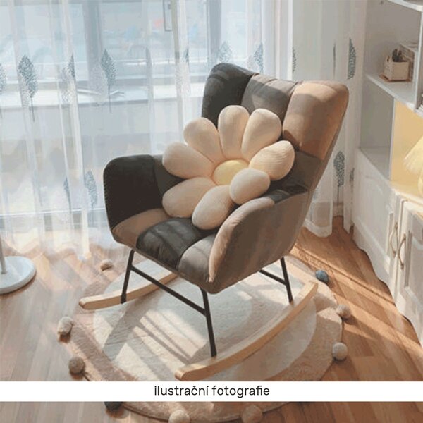 KONDELA Designové houpací křeslo, patchwork šedá / béžová, KEMARO