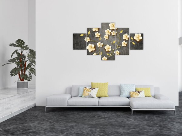 Obraz - Zlatý keř v černém pozadí (125x70 cm)