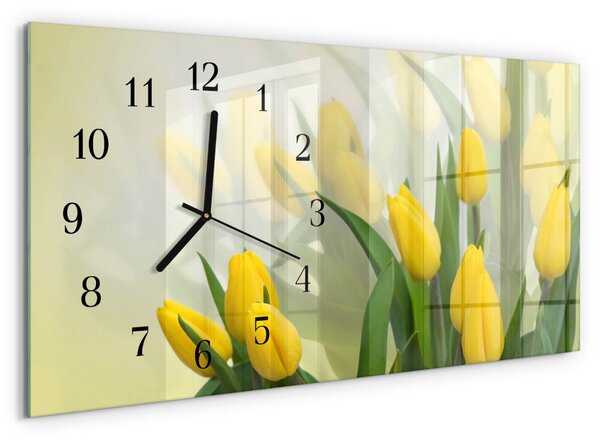 Skleněné hodiny horizontální Tulipány zsppc-60x30-00295331