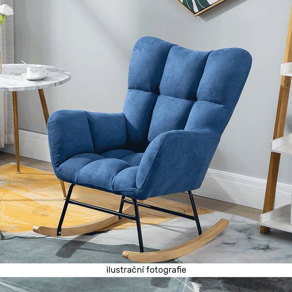 KONDELA Designové houpací křeslo, patchwork šedá / béžová, KEMARO